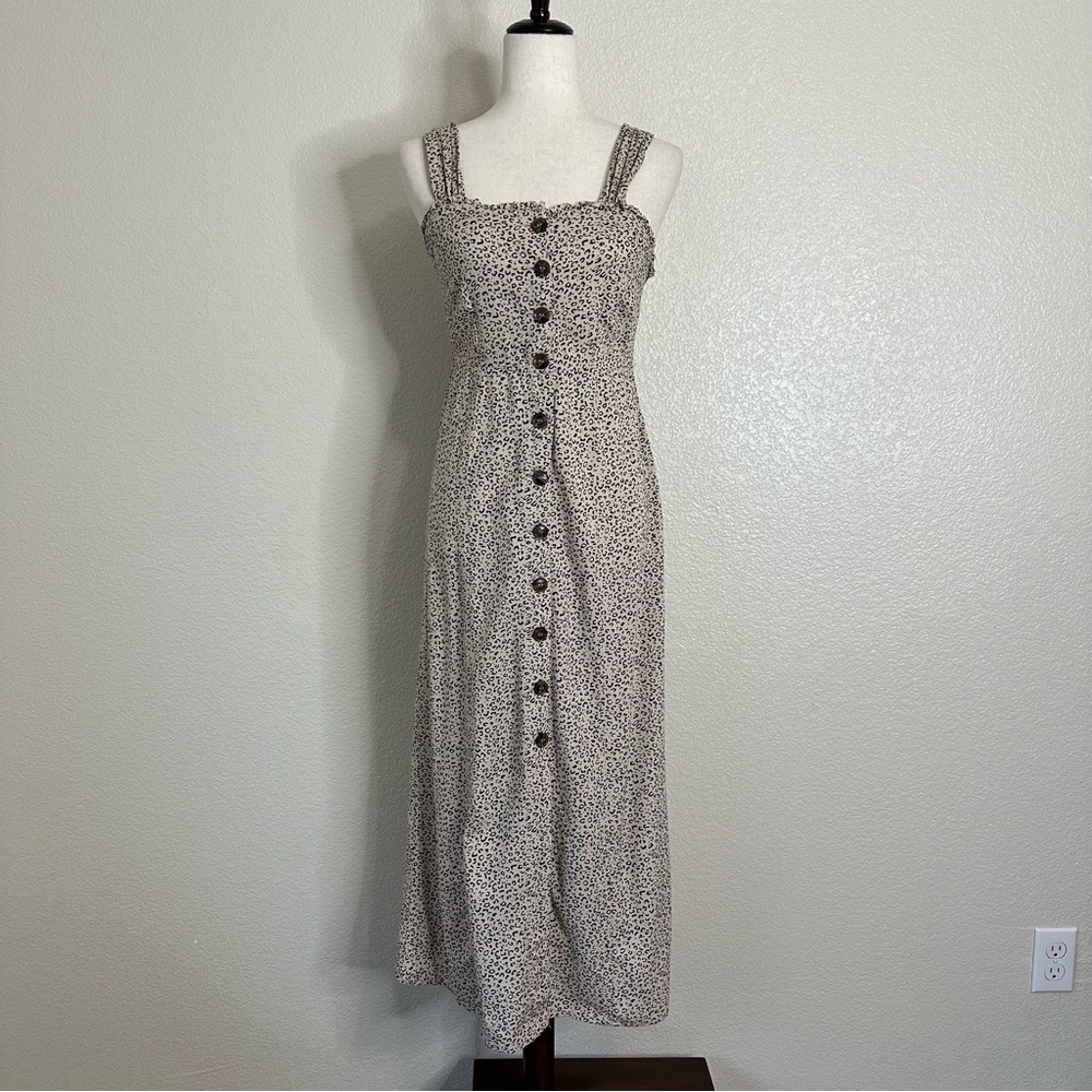 Japna Cheetah Print Button Down Midi Dress, Sz Medium